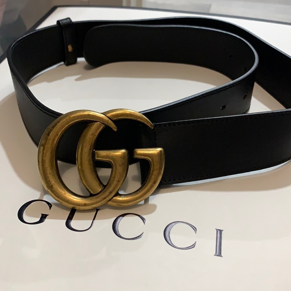 Gucci double G leather belt
